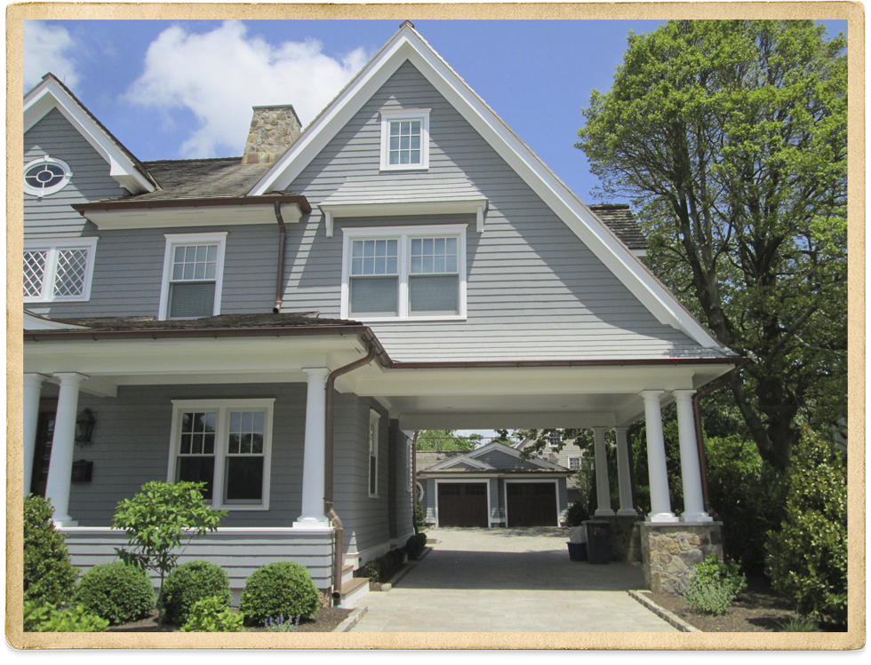 Large Jade Green Two Story With White Trim