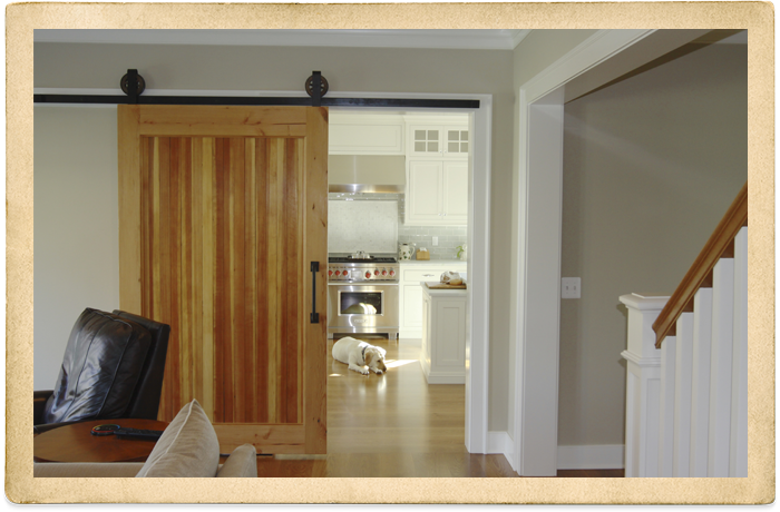 Interior of living room and kitchen